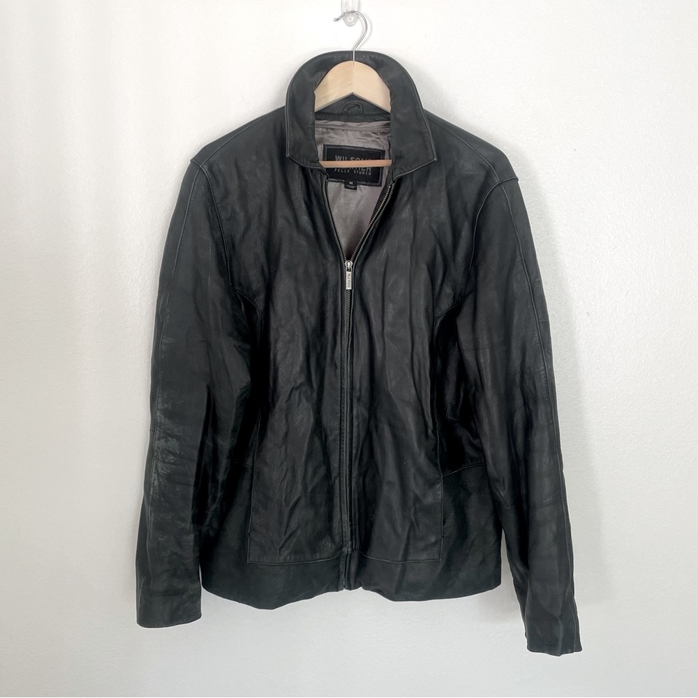 Wilsons Vintage 100% Leather Jacket in Black Size Medium Y2K